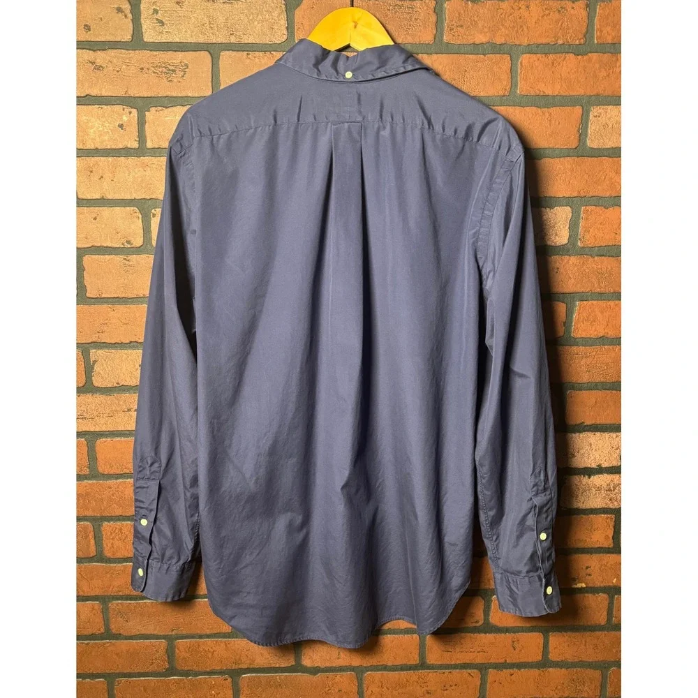Polo Ralph Lauren Classic Fit Button Up Shirt Navy Blue Double Pony‎ Men's L VTG